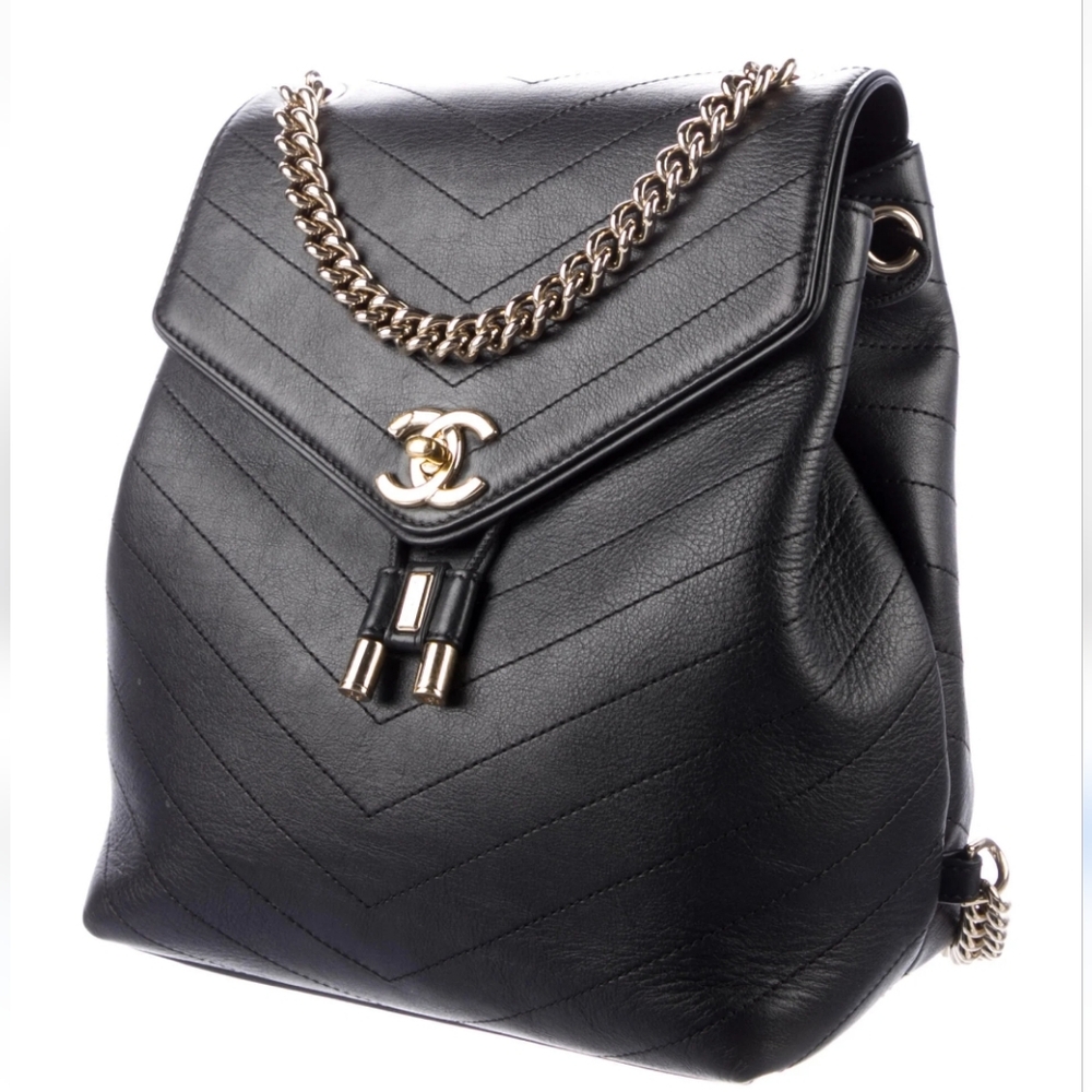 CHANEL Black Leather Backpack NEW